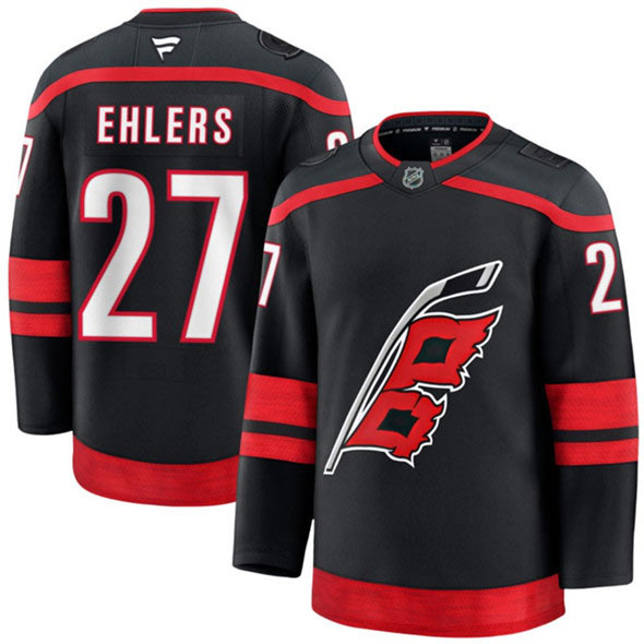 Men's Carolina Hurricanes 27 Nikolaj Ehlers Black 2024 25 Home Stitched Hockey Jersey