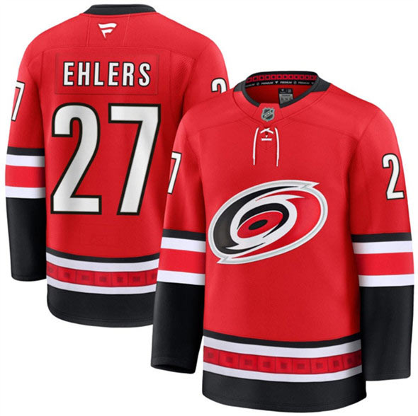 Men's Carolina Hurricanes 27 Nikolaj Ehlers Red 2024 25 Alternate Stitched Hockey Jersey