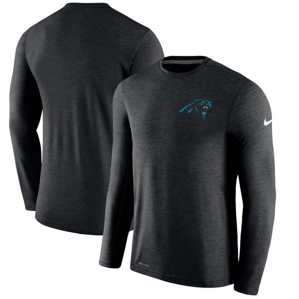 Men's Carolina Panthers  Black Coaches Long Sleeve Performance T Shirt