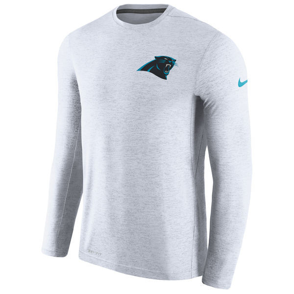 Men's Carolina Panthers  White Coaches Long Sleeve Performance T Shirt