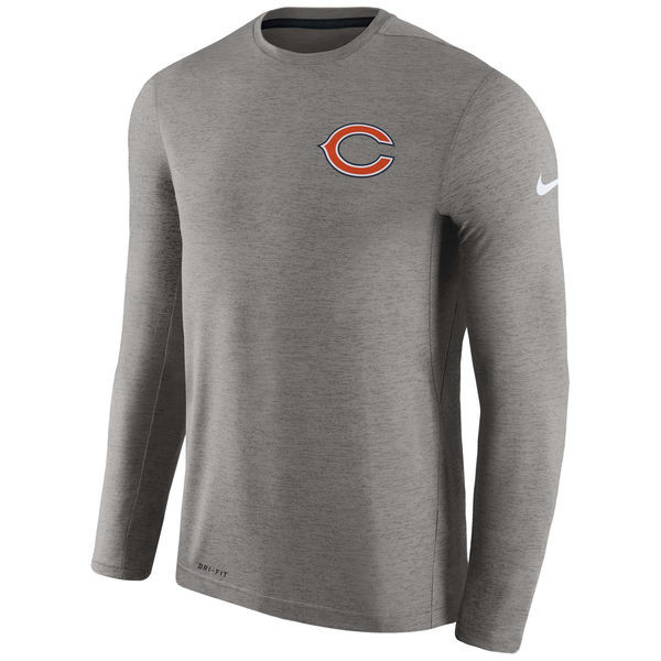 Men's Chicago Bears  Charcoal Coaches Long Sleeve Performance T Shirt