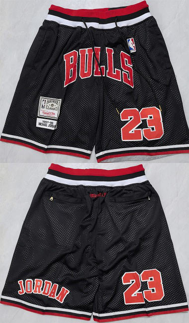 Men's Chicago Bulls 23 Michael Jordan Black Shorts (Run Small)