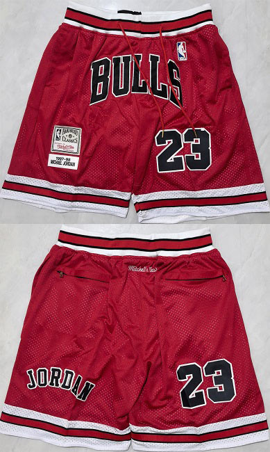 Men's Chicago Bulls 23 Michael Jordan Red Shorts (Run Small)