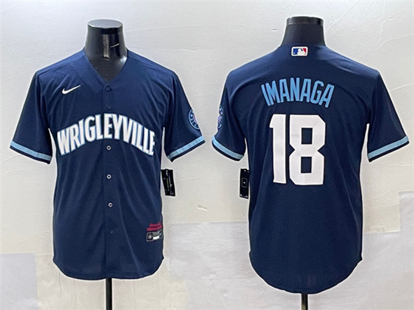 Men's Chicago Cubs 18 Shota Imanaga Navy City Connect Stitched Baseball Jersey