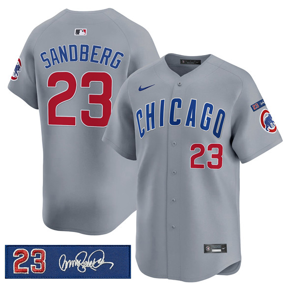 Men's Chicago Cubs 23 Ryne Sandberg Gray 'Ryne Sandberg Tribute' Vapor Limited V3 Stitched Baseball Jersey