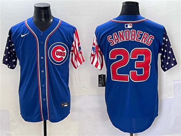 Men's Chicago Cubs 23 Ryne Sandberg Royal 2025 Independence Day Vapor Premier Limited Stitched Baseball Jersey