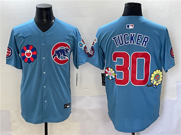 Men's Chicago Cubs 30 Kyle Tucker Blue 2025 Tokyo Series 2nd Alternate Limited Stitched Baseball Jersey