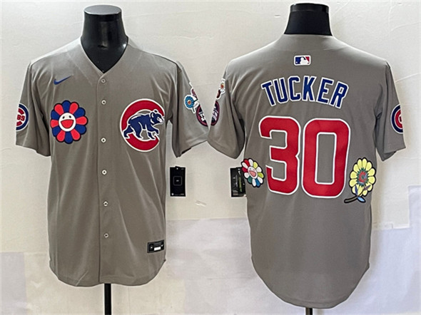 Men's Chicago Cubs 30 Kyle Tucker Gray 2025 Tokyo Series Limited Stitched Baseball Jersey