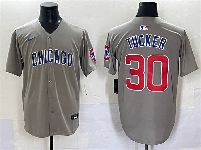 Men's Chicago Cubs 30 Kyle Tucker Gray Limited Stitched Baseball Jersey