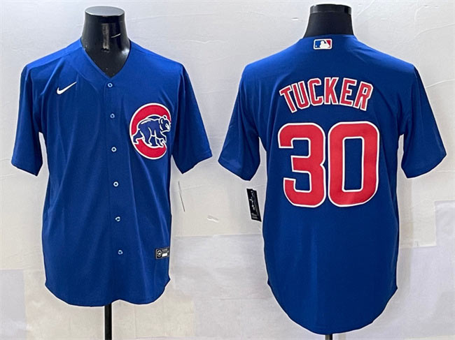 Men's Chicago Cubs 30 Kyle Tucker Royal Cool Base Stitched Baseball Jersey