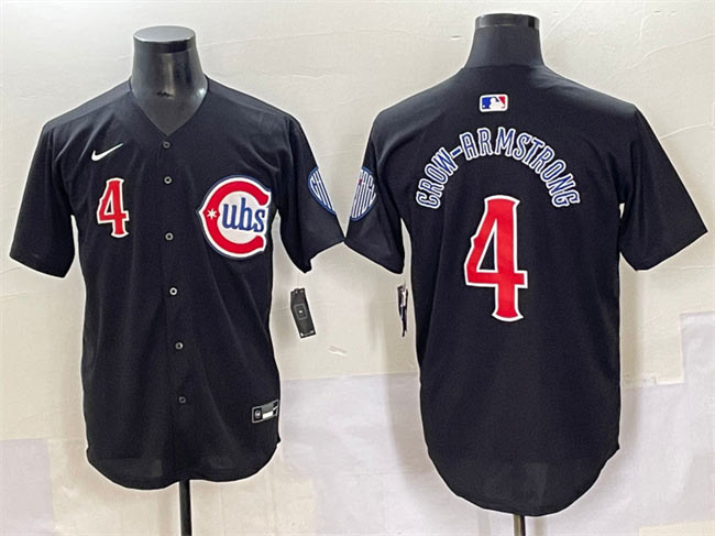 Men's Chicago Cubs 4 Pete Crow Armstrong Black Limited Stitched Baseball Jersey