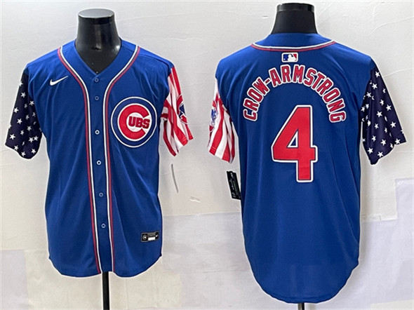 Men's Chicago Cubs 4 Pete Crow Armstrong Royal 2025 Independence Day Vapor Premier Limited Stitched Baseball Jersey