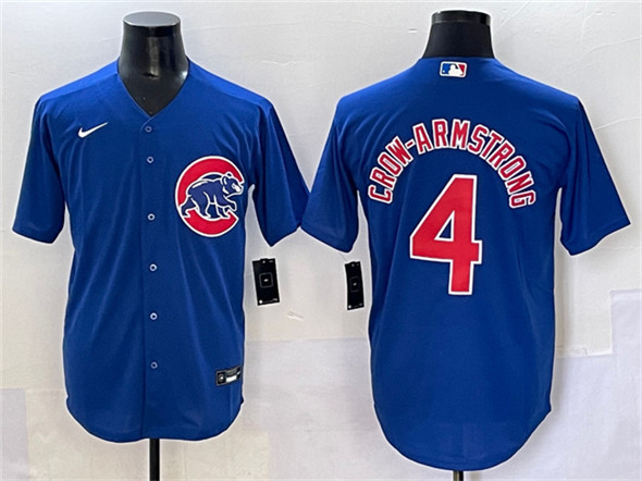 Men's Chicago Cubs 4 Pete Crow Armstrong Royal Cool Base Stitched Baseball Jersey