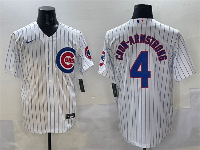Men's Chicago Cubs 4 Pete Crow Armstrong White Cool Base Stitched Baseball Jersey