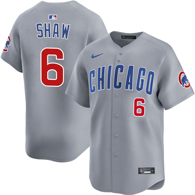 Men's Chicago Cubs 6 Matt Shaw Gray Limited Stitched Baseball Jersey