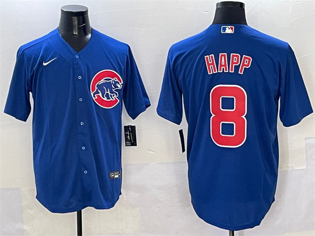 Men's Chicago Cubs 8 Ian Happ Royal Cool Base Stitched Baseball Jersey
