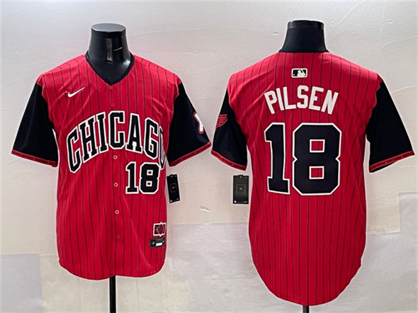 Men's Chicago White Sox 18 Pilsen Red Black 2025 City Connect Limited Stitched Baseball Jersey