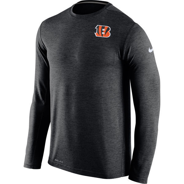 Men's Cincinnati Bengals  Black Dri FIT Touch Long Sleeve Performance T Shirt