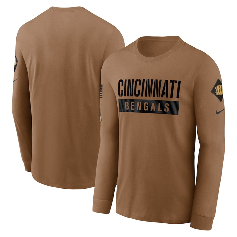 Men's Cincinnati Bengals Nike Brown 2023 Salute To Service Long Sleeve T Shirt