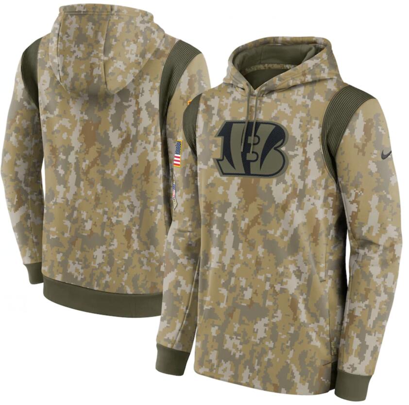 Men's Cincinnati Bengals Nike Camo 2021 Salute To Service Therma Performance Pullover Hoodie