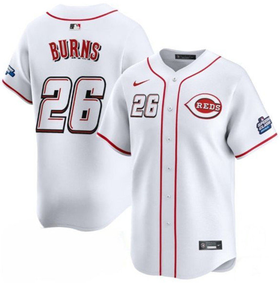 Men's Cincinnati Reds 26 Chase Burns White 2025 Speedway Classic Home Limited Stitched Baseball Jersey
