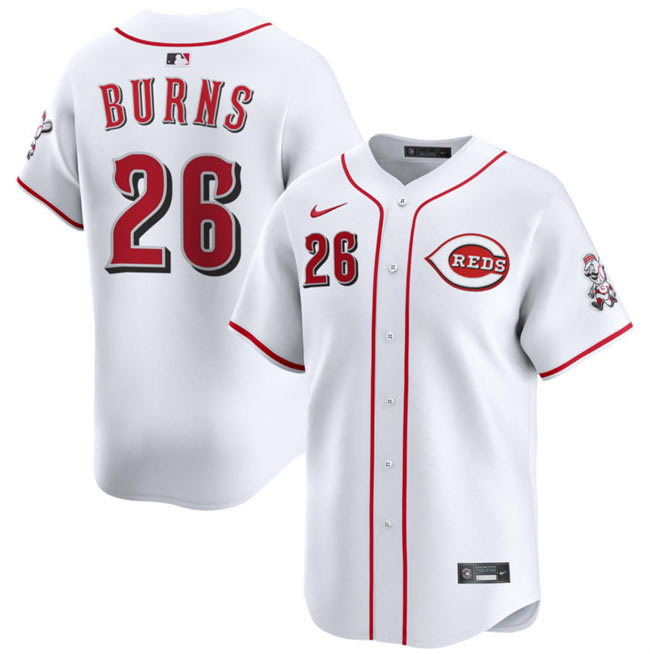 Men's Cincinnati Reds 26 Chase Burns White Home Limited Stitched Baseball Jersey