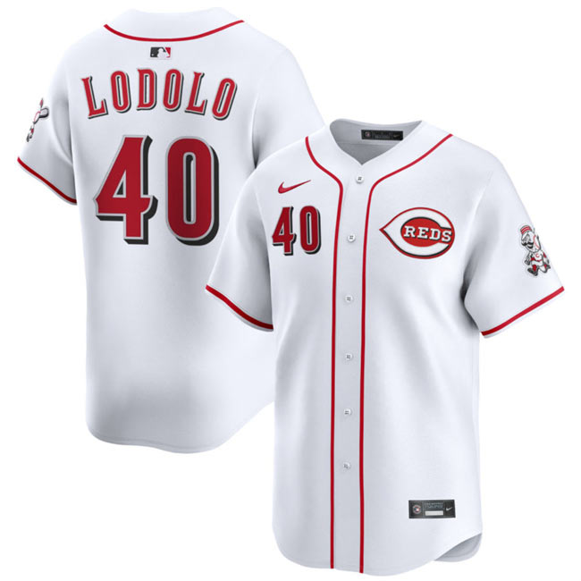 Men's Cincinnati Reds 40 Nick Lodolo White Home Limited Stitched Baseball Jersey