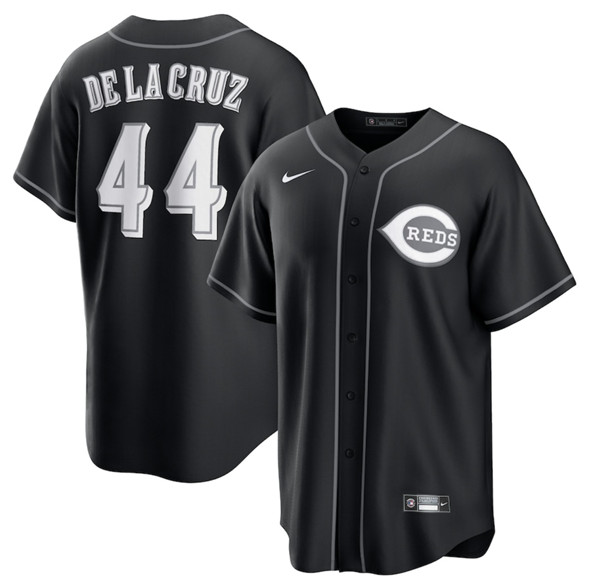 Men's Cincinnati Reds 44 Elly De La Cruz Black Lights Out Limited Stitched Baseball Jersey