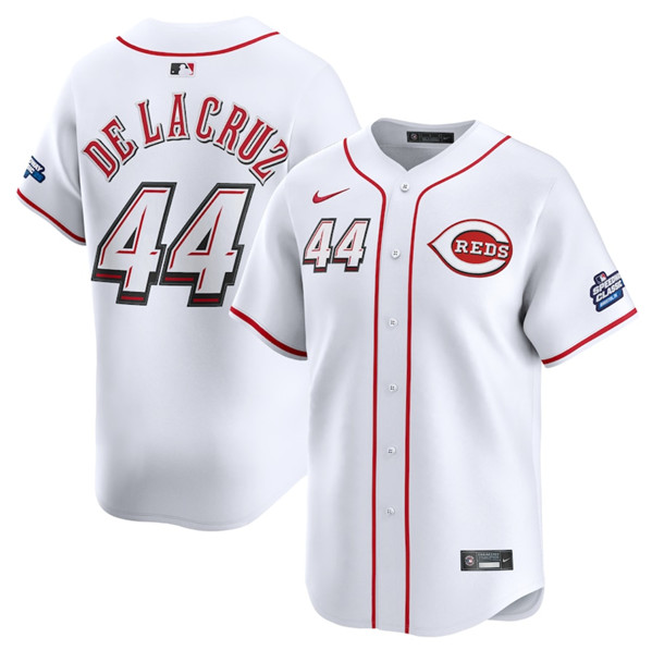 Men's Cincinnati Reds 44 Elly De La Cruz White 2025 Speedway Classic Home Limited Stitched Baseball Jersey