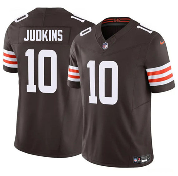 Men's Cleveland Browns 10 Quinshon Judkins Brown 2025 F.U.S.E. Vapor Limited Football Stitched Jersey