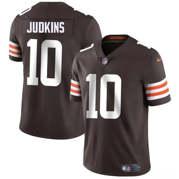 Men's Cleveland Browns 10 Quinshon Judkins Brown 2025 Vapor Limited Football Stitched Jersey