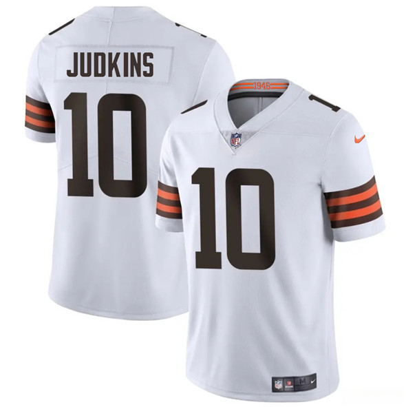 Men's Cleveland Browns 10 Quinshon Judkins White 2025 Vapor Limited Football Stitched Jersey