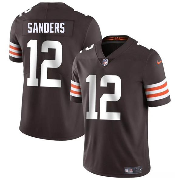 Men's Cleveland Browns 12 Shedeur Sanders Brown 2025 Vapor Limited Football Stitched Jersey