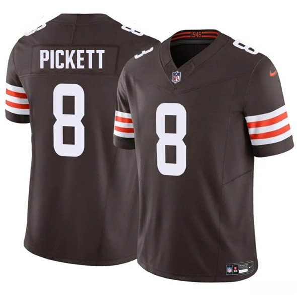 Men's Cleveland Browns 8 Kenny Pickett Brown 2025 F.U.S.E. Vapor Limited Football Stitched Jersey