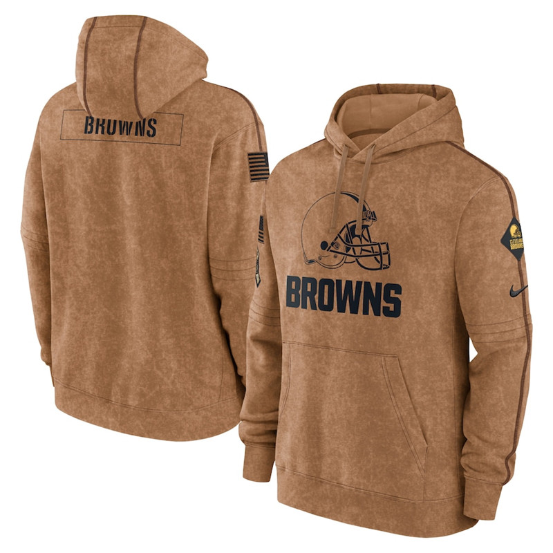 Men's Cleveland Browns Nike Brown 2023 Salute To Service Club Pullover Hoodie