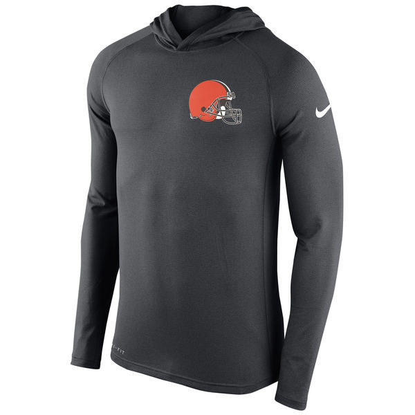 Men's Cleveland Browns  Gray Stadium Touch Performance Long Sleeve T Shirt