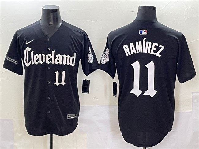 Men's Cleveland Guardians 11 José Ramírez Black Gothic Vapor Premier Limited Stitched Baseball Jersey