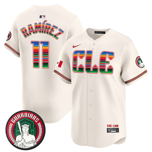 Men's Cleveland Guardians 11 José Ramírez Cream Mexico Vapor Premier Limited Stitched Baseball Jersey