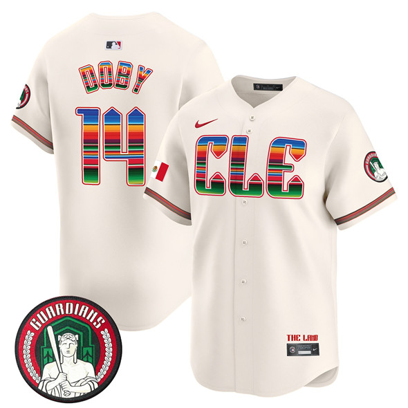 Men's Cleveland Guardians 14 Larry Doby Cream Mexico Vapor Premier Limited Stitched Baseball Jersey