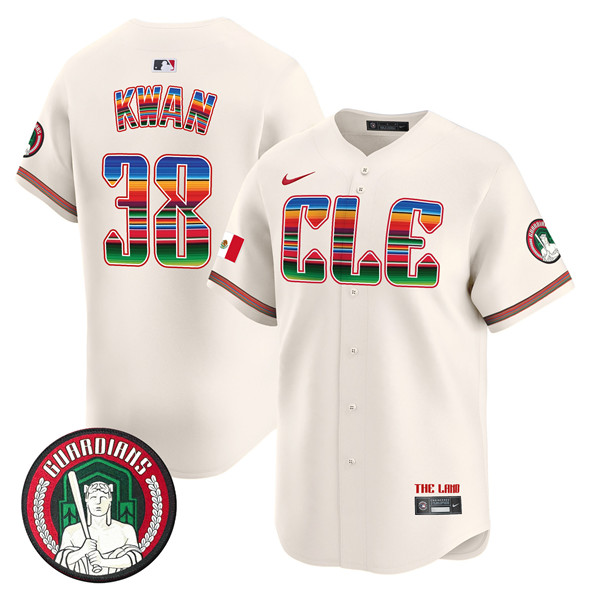 Men's Cleveland Guardians 38 Steven Kwan Cream Mexico Vapor Premier Limited Stitched Baseball Jersey