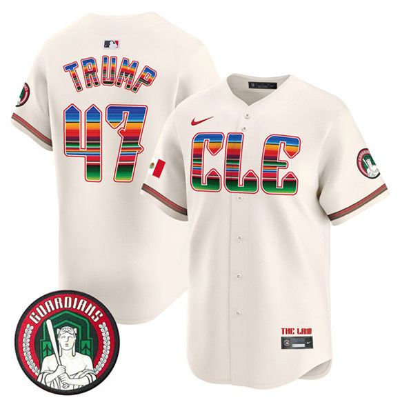 Men's Cleveland Guardians 47 Donald Trump Cream Mexico Vapor Premier Limited Stitched Baseball Jersey