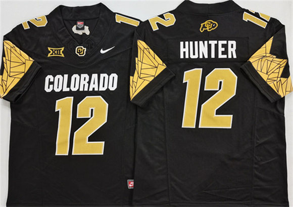 Men's Colorado Buffaloes 12 Travis Hunter Black With XII Patch 2025 F.U.S.E. Stitched Football Jersey