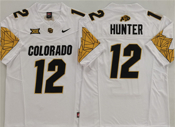 Men's Colorado Buffaloes 12 Travis Hunter White With XII Patch 2025 F.U.S.E. Stitched Football Jersey