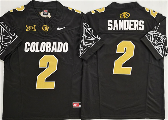Men's Colorado Buffaloes 2 Shadeur Sanders Black With XII Patch 2025 F.U.S.E. Stitched Football Jersey