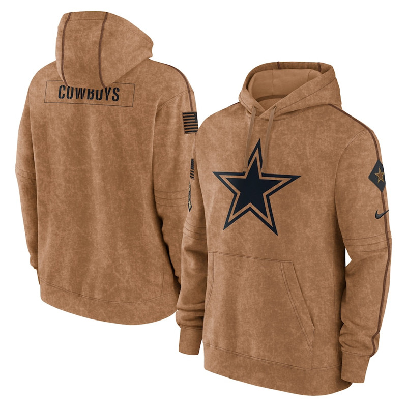 Men's Dallas Cowboys Nike Brown 2023 Salute To Service Club Pullover Hoodie