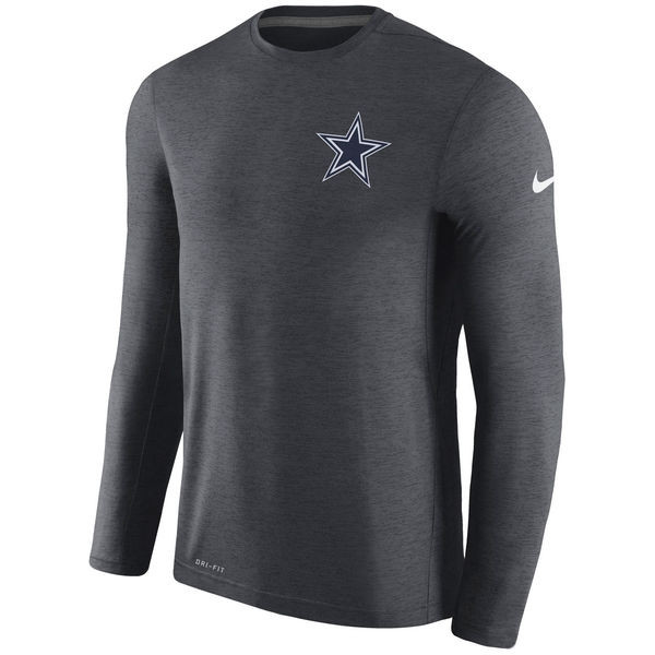 Men's Dallas Cowboys  Charcoal Coaches Long Sleeve Performance T Shirt