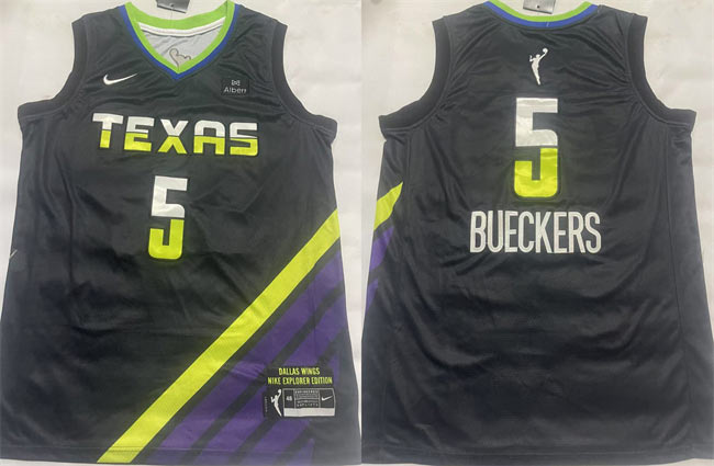 Men's Dallas Wings 5 Paige Bueckers Black Stitched Basketball Jersey