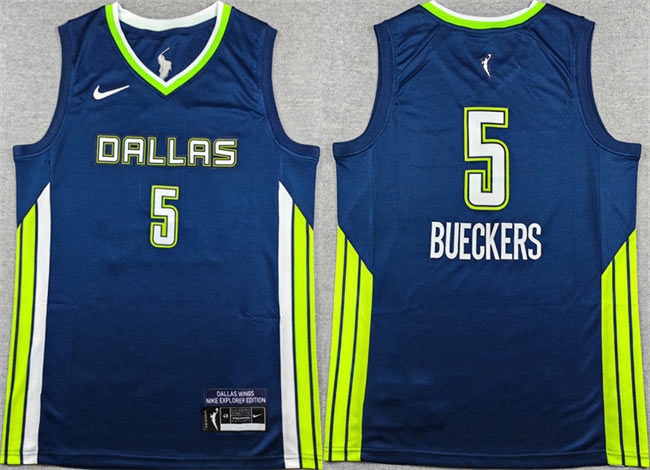 Men's Dallas Wings 5 Paige Bueckers Navy Stitched Basketball Jersey