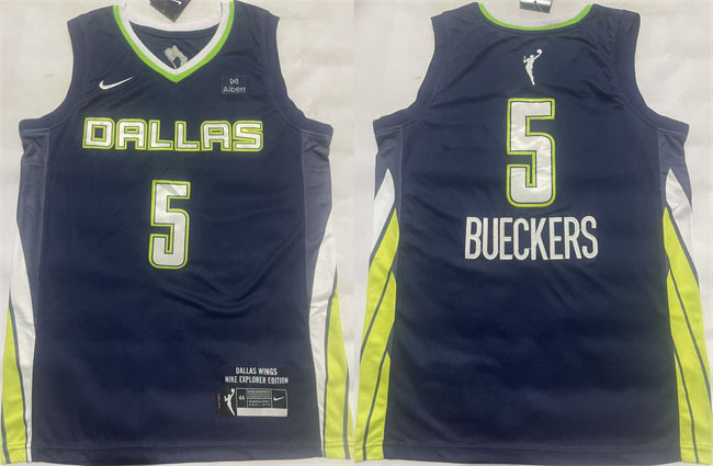 Men's Dallas Wings 5 Paige Bueckers Navy Stitched Basketball Jerseys
