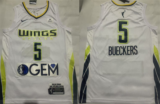 Men's Dallas Wings 5 Paige Bueckers White 2025 Stitched Basketball Jersey